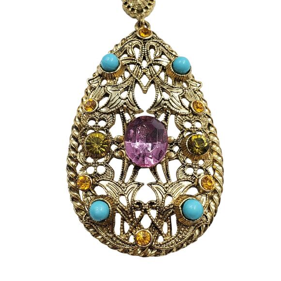 Hot in Hollywood Vintage Chunky Drop Necklace - BOHO Jewelry - Picture 1 of 8